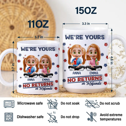 No Returns Or Refunds Parents - 3D Inflated Effect Printed Mug, Personalized White Edge-to-Edge Mug