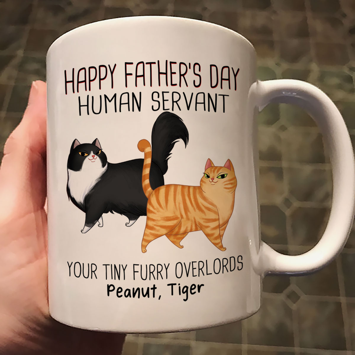 Cartoon Walking Cat Happy Father's Day Human Servant Personalized Mug