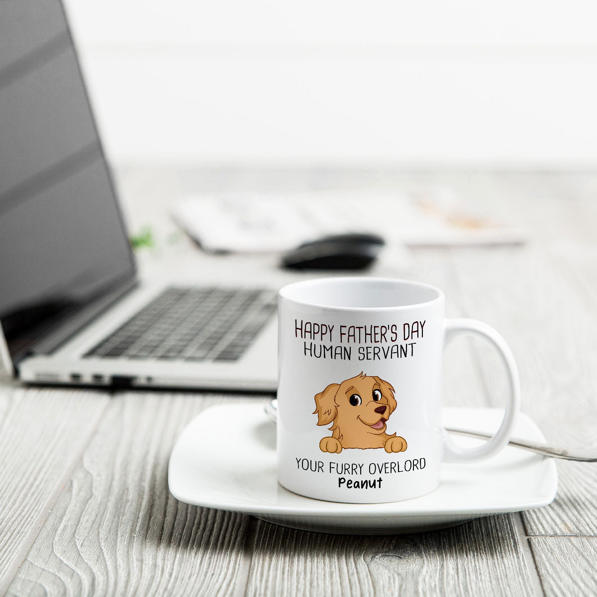 Happy Father's Day Human Servant Funny Cute Dogs Personalized Mug, Gift For Dog Dad