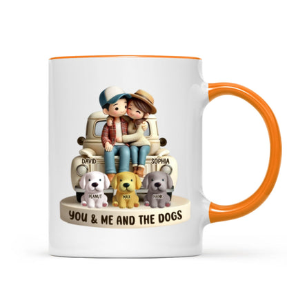 Couple On Truck You Me And The Dog Cats Personalized Mug, Heartfelt Gift For Couple, For Dog Lovers, Cat Lovers, Pet Lovers