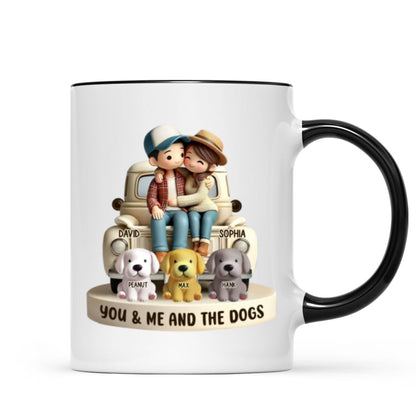 Couple On Truck You Me And The Dog Cats Personalized Mug, Heartfelt Gift For Couple, For Dog Lovers, Cat Lovers, Pet Lovers