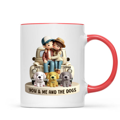 Couple On Truck You Me And The Dog Cats Personalized Mug, Heartfelt Gift For Couple, For Dog Lovers, Cat Lovers, Pet Lovers
