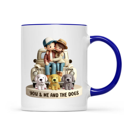 Couple On Truck You Me And The Dog Cats Personalized Mug, Heartfelt Gift For Couple, For Dog Lovers, Cat Lovers, Pet Lovers