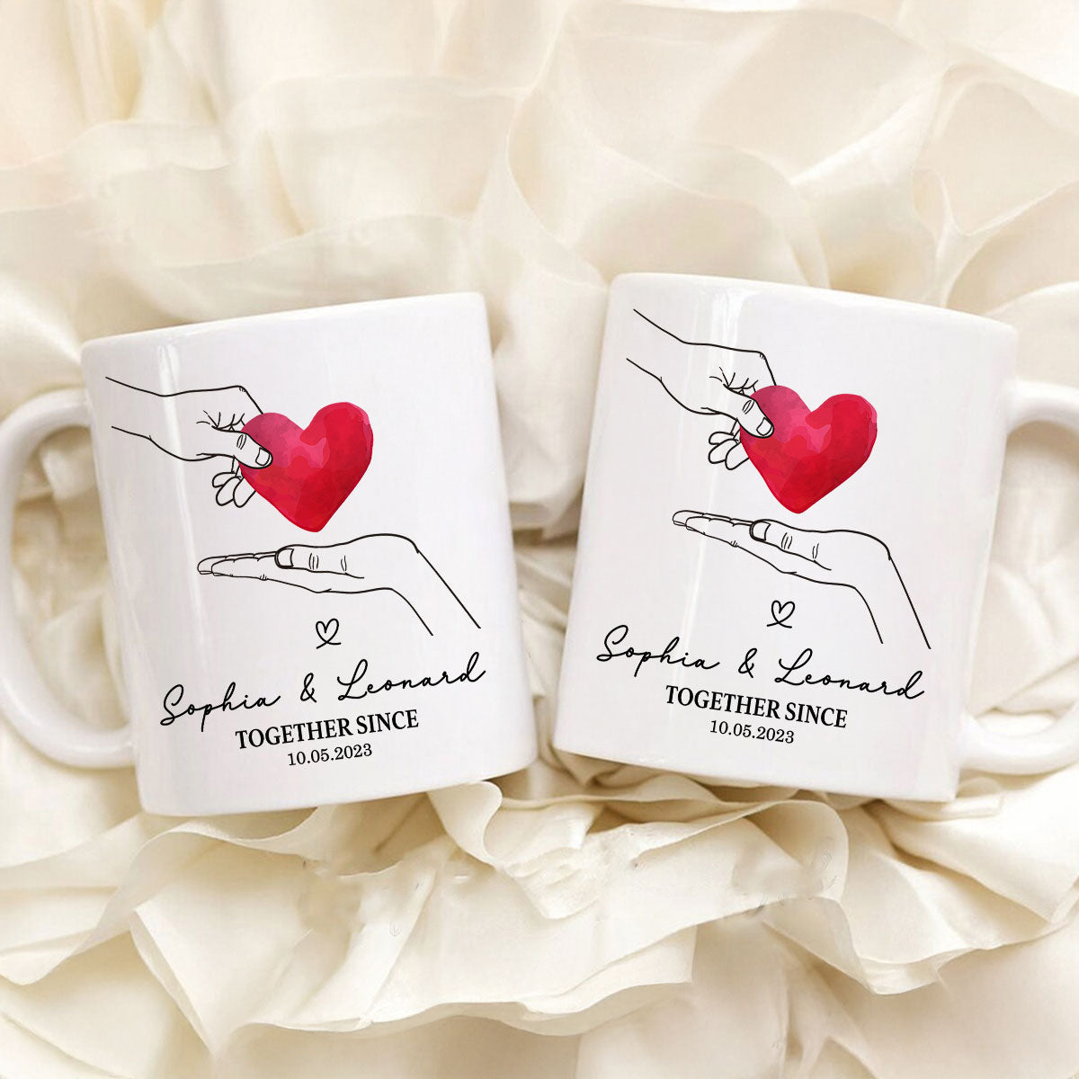 Give You My Heart Couple Hands Personalized Mug, gift, Anniversary gift for Couples