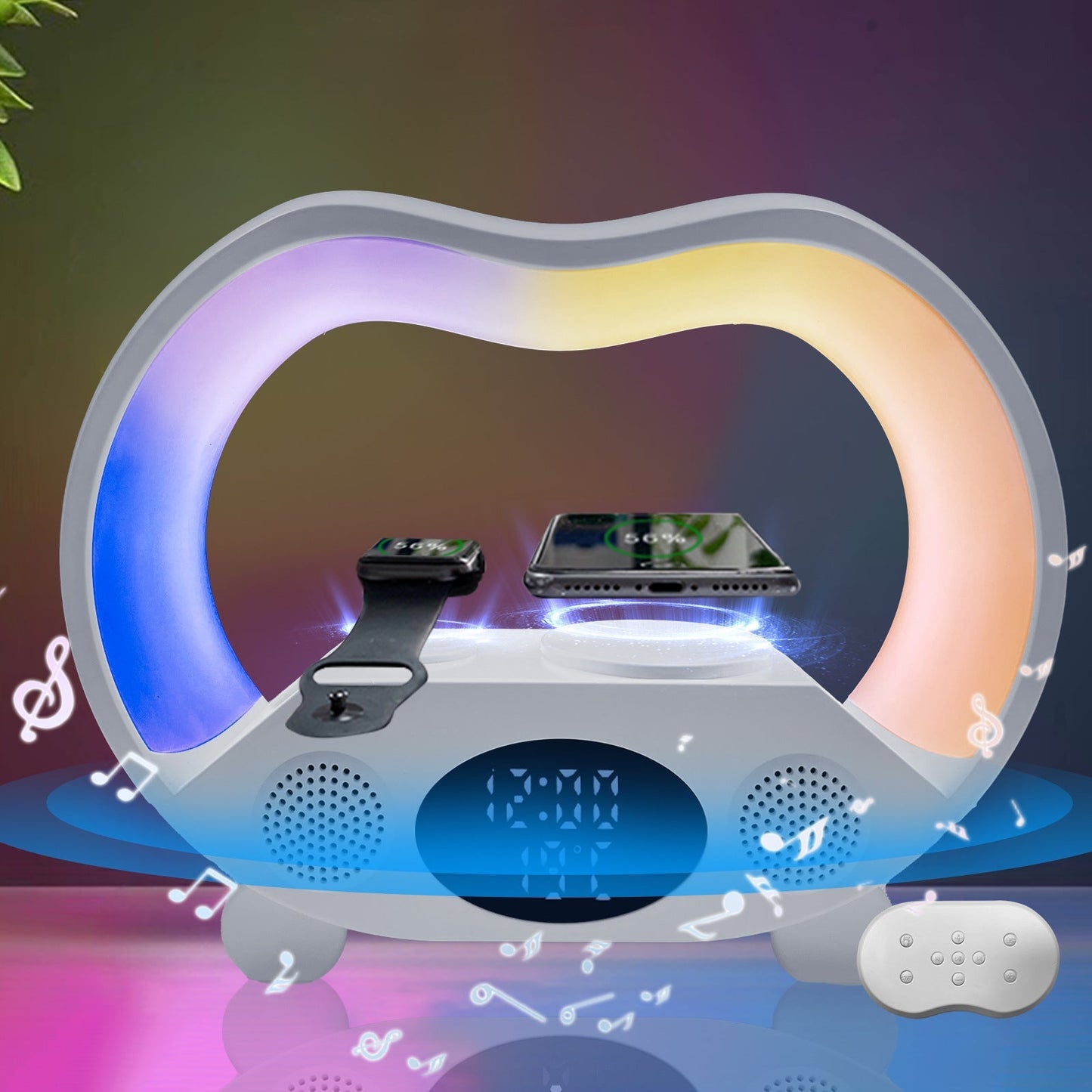 6In1 Multi-Function Wireless Charger Night Light Bluetooth Speaker