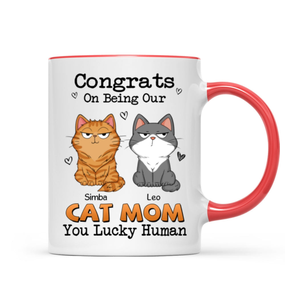 Congrats On Being My Cat Mom Dad Funny Cat Expression Personalized Mug