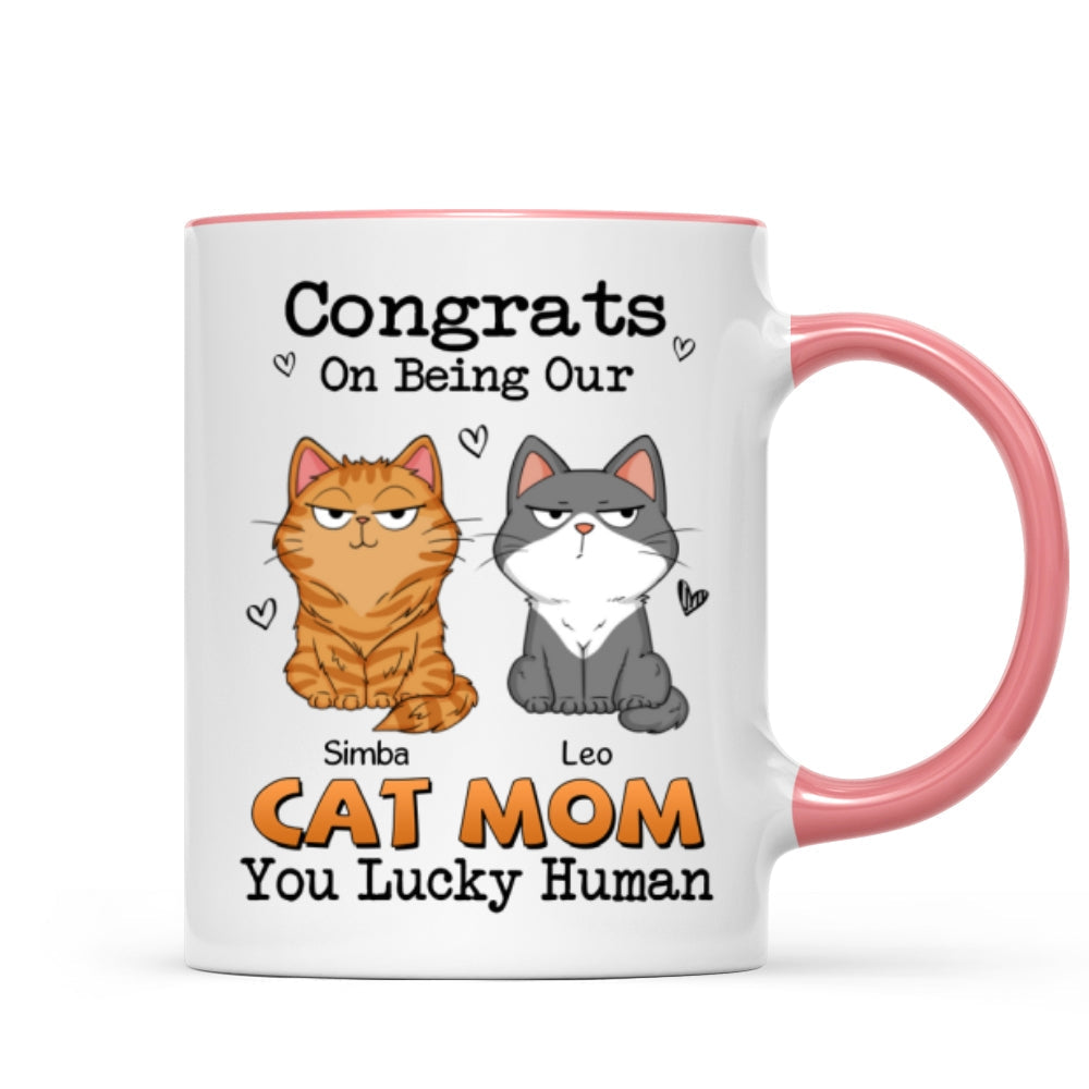 Congrats On Being My Cat Mom Dad Funny Cat Expression Personalized Mug