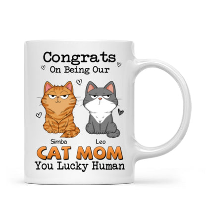 Congrats On Being My Cat Mom Dad Funny Cat Expression Personalized Mug