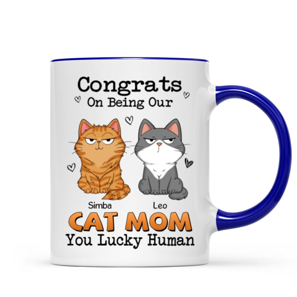 Congrats On Being My Cat Mom Dad Funny Cat Expression Personalized Mug