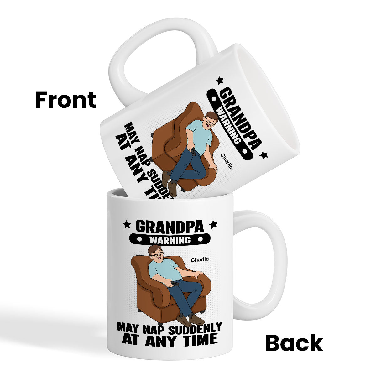 Grandpa Warning May Nap Suddenly At Any Time Funny Father's Day Gift Personalized Mug