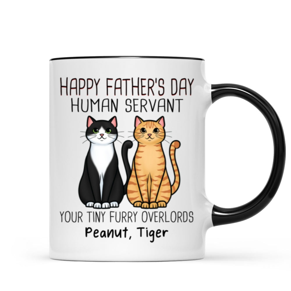 Cute Sitting Cats Happy Father's Day Human Servant Personalized Mug
