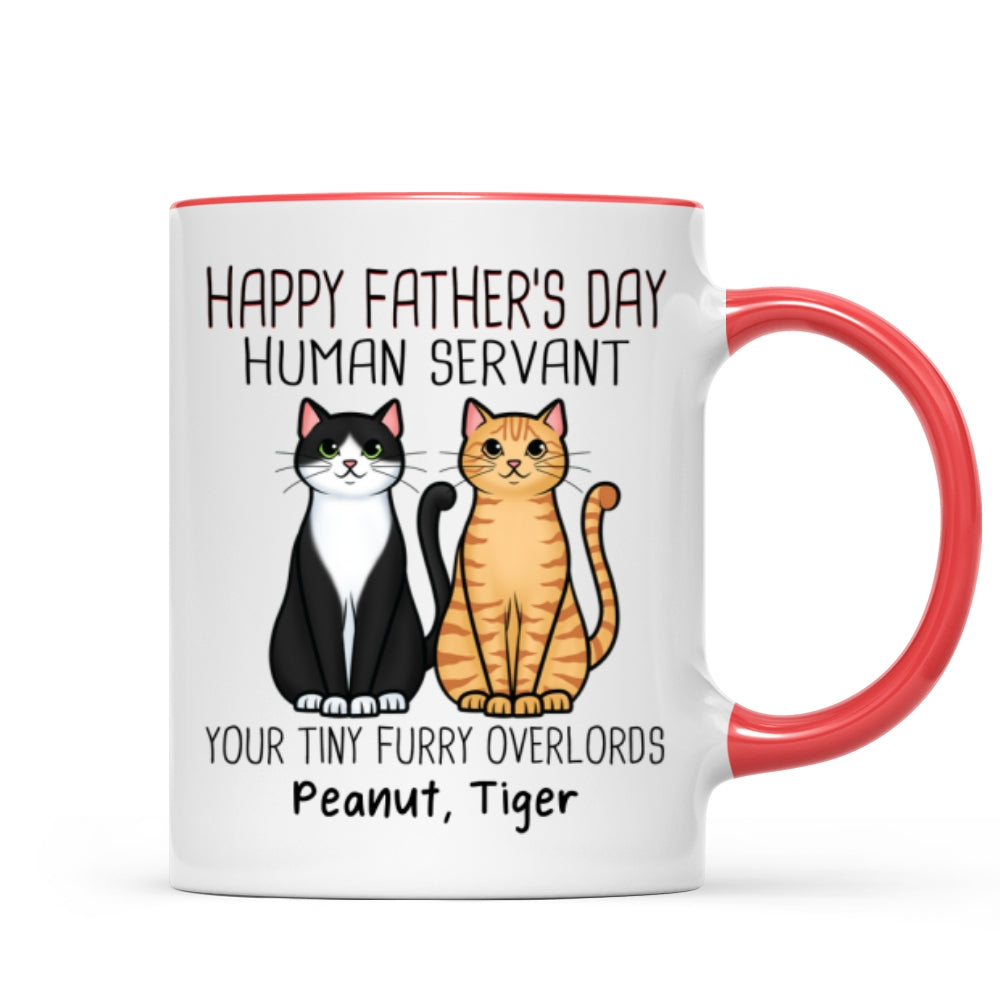 Cute Sitting Cats Happy Father's Day Human Servant Personalized Mug