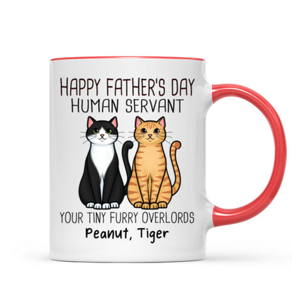Cute Sitting Cats Happy Father's Day Human Servant Personalized Mug