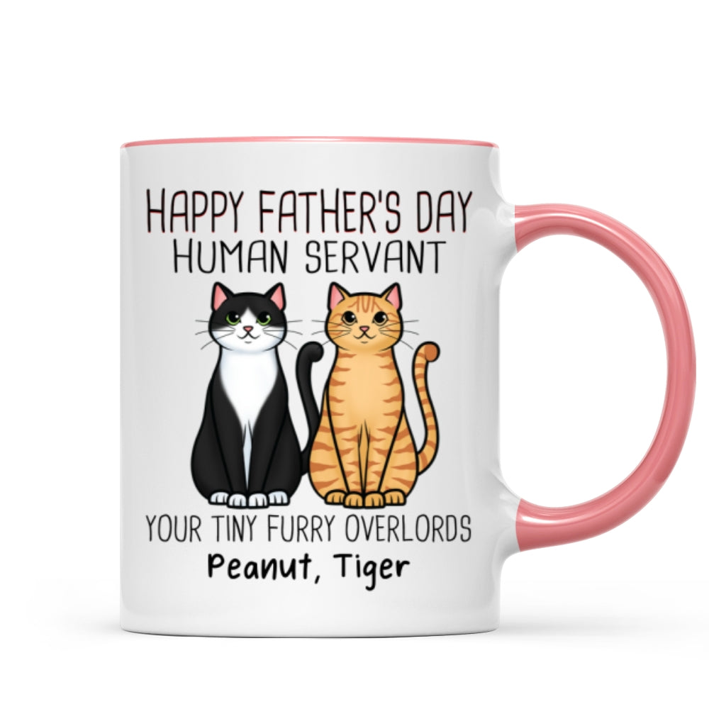 Cute Sitting Cats Happy Father's Day Human Servant Personalized Mug
