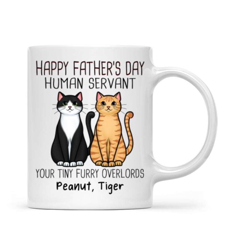 Cute Sitting Cats Happy Father's Day Human Servant Personalized Mug