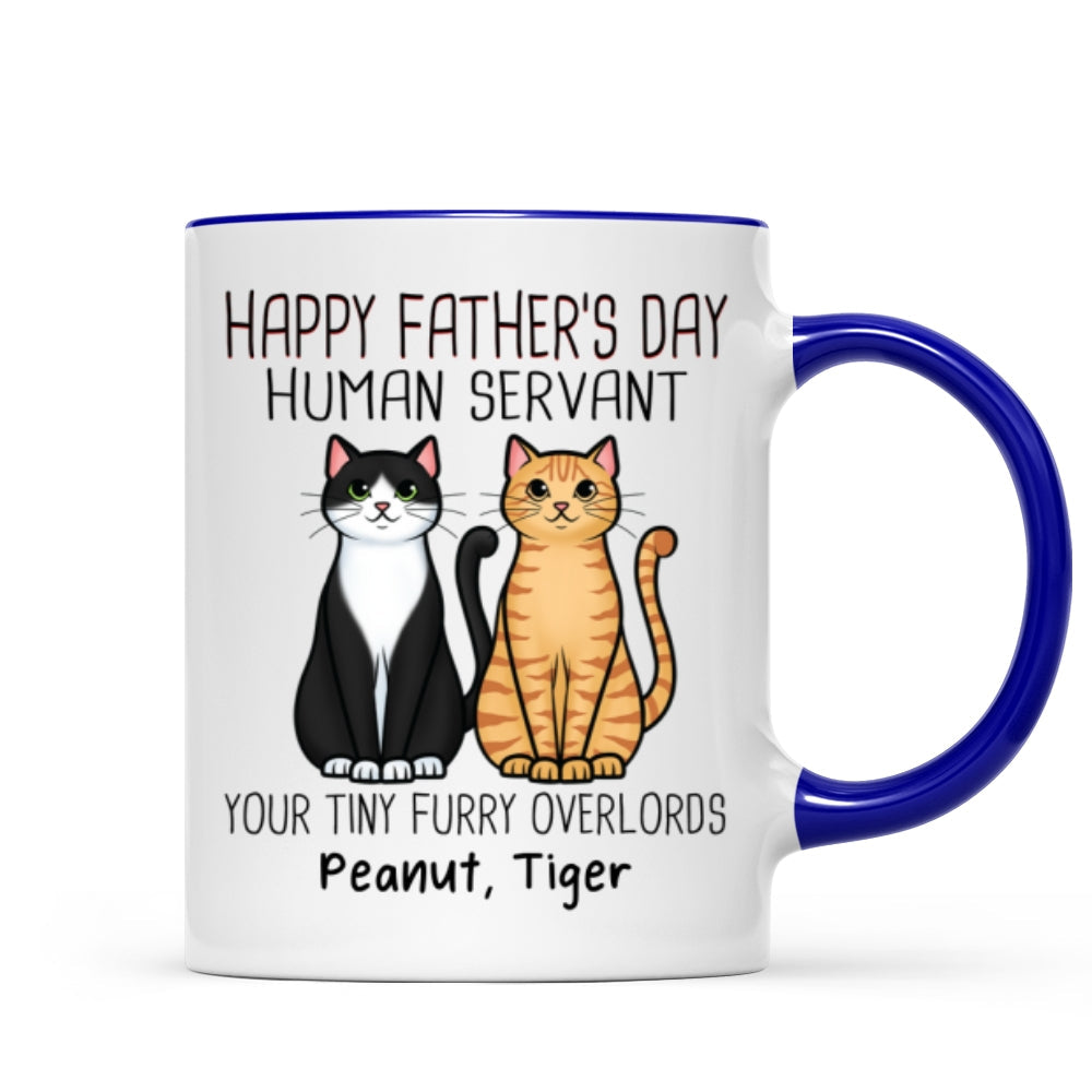 Cute Sitting Cats Happy Father's Day Human Servant Personalized Mug