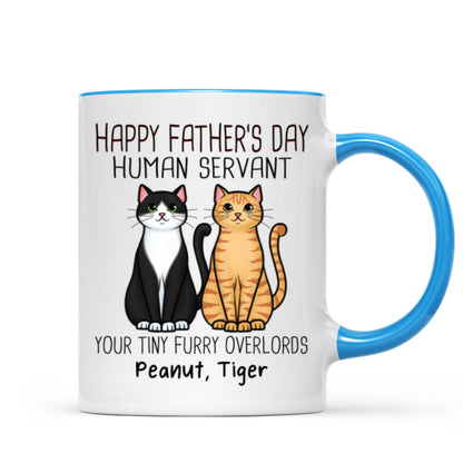 Cute Sitting Cats Happy Father's Day Human Servant Personalized Mug