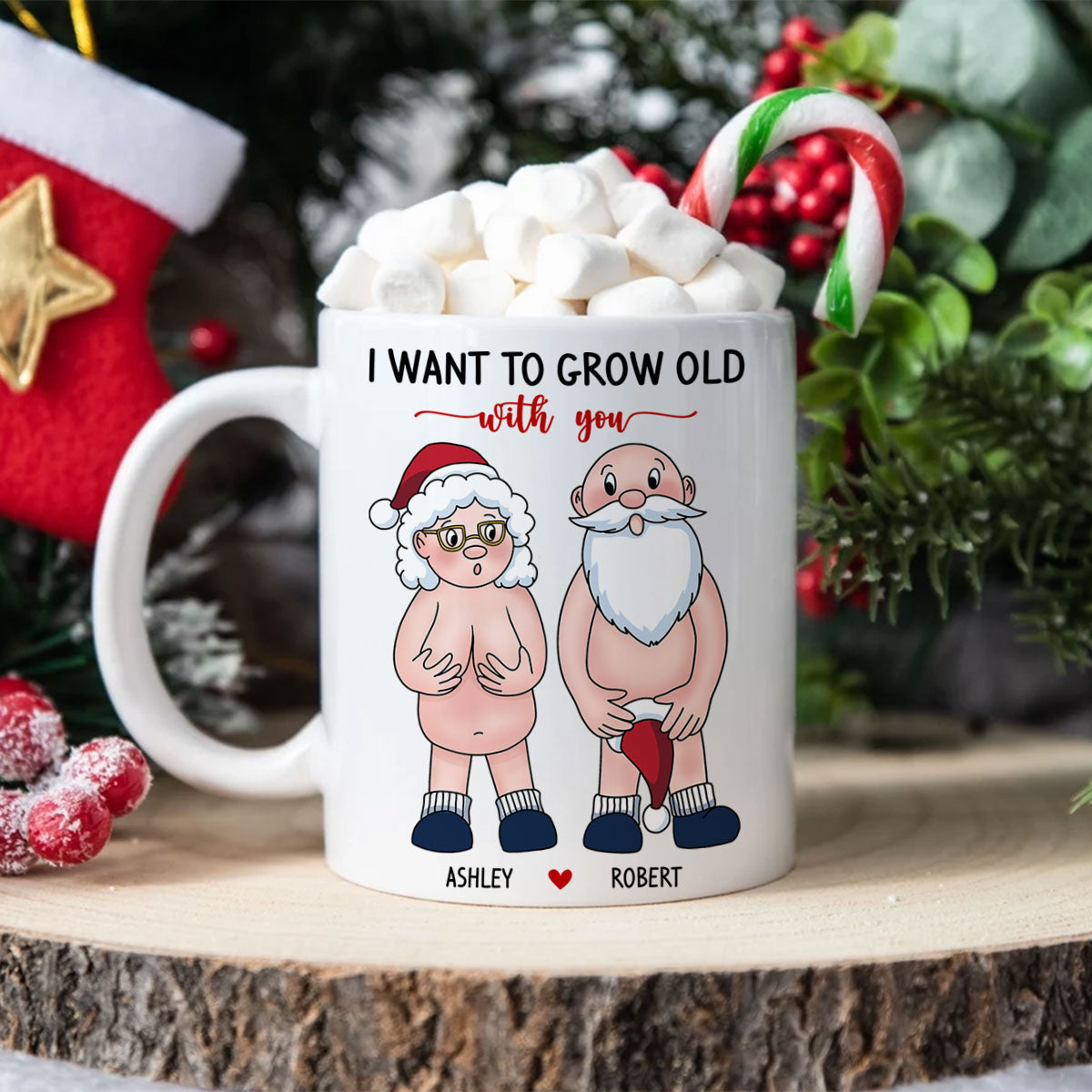 Funny Old Couple Personalized Mug Christmas Gift for Him for Her