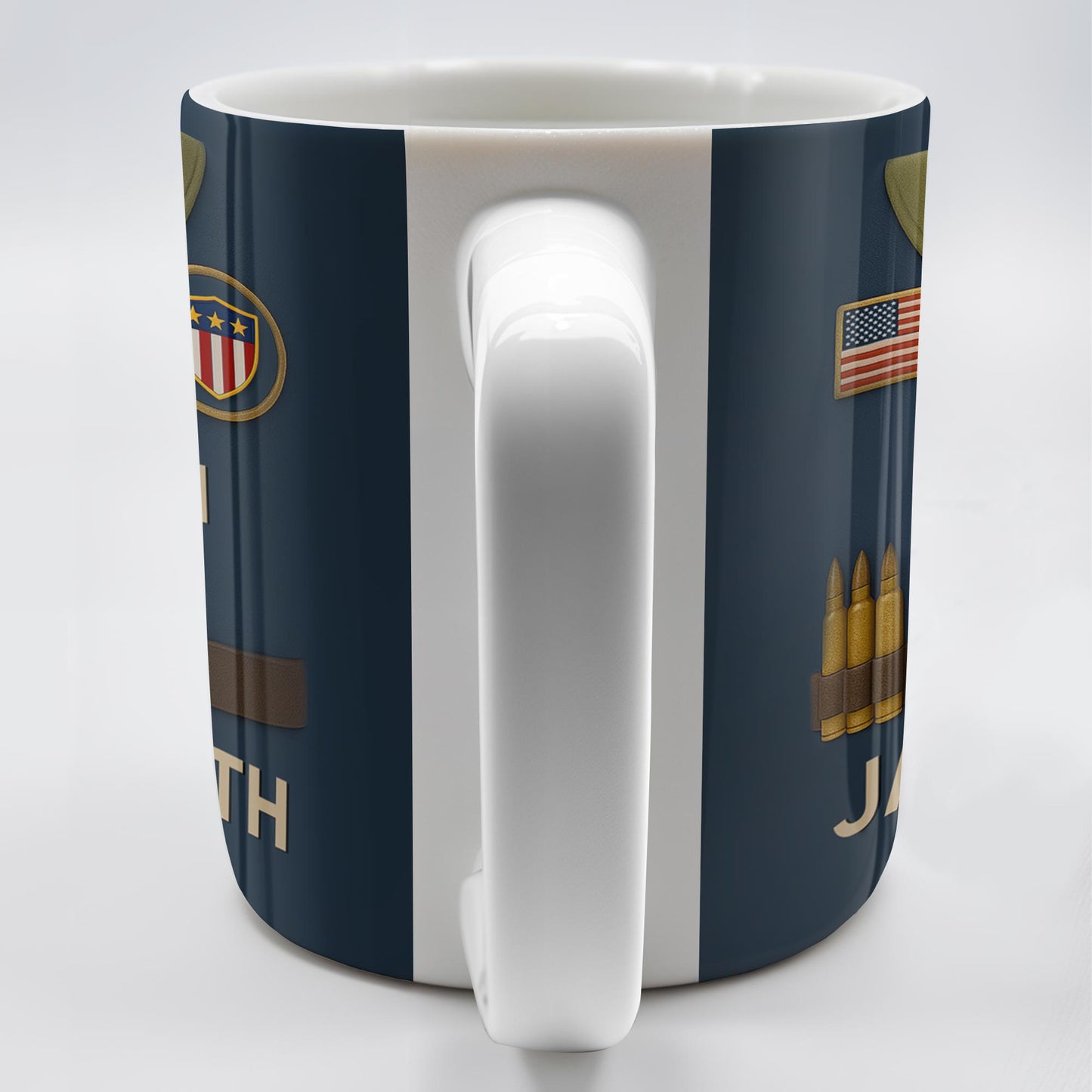 U.S. Veteran, Military Uniform, American Flag And Military Badges - Personalized Custom Coffee Mug - OFC002_MG