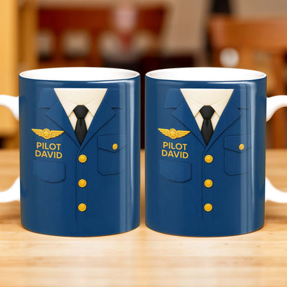 Celebrate The Love For Aviation With This Custom Pilot Uniform Design, Wings Badge - Personalized Custom Coffee Mug - OFC004_MG