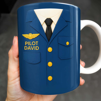 Celebrate The Love For Aviation With This Custom Pilot Uniform Design, Wings Badge - Personalized Custom Coffee Mug - OFC004_MG