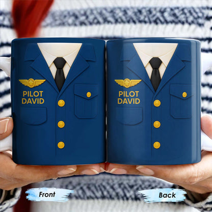 Celebrate The Love For Aviation With This Custom Pilot Uniform Design, Wings Badge - Personalized Custom Coffee Mug - OFC004_MG