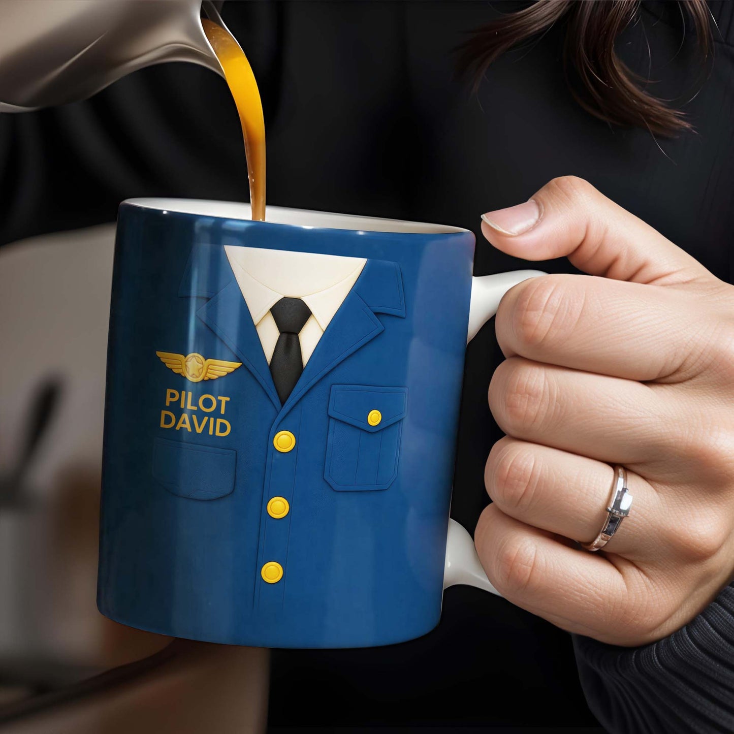Celebrate The Love For Aviation With This Custom Pilot Uniform Design, Wings Badge - Personalized Custom Coffee Mug - OFC004_MG
