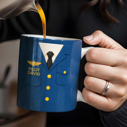 Celebrate The Love For Aviation With This Custom Pilot Uniform Design, Wings Badge - Personalized Custom Coffee Mug - OFC004_MG