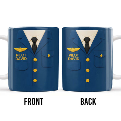 Celebrate The Love For Aviation With This Custom Pilot Uniform Design, Wings Badge - Personalized Custom Coffee Mug - OFC004_MG