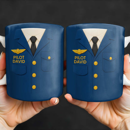 Celebrate The Love For Aviation With This Custom Pilot Uniform Design, Wings Badge - Personalized Custom Coffee Mug - OFC004_MG