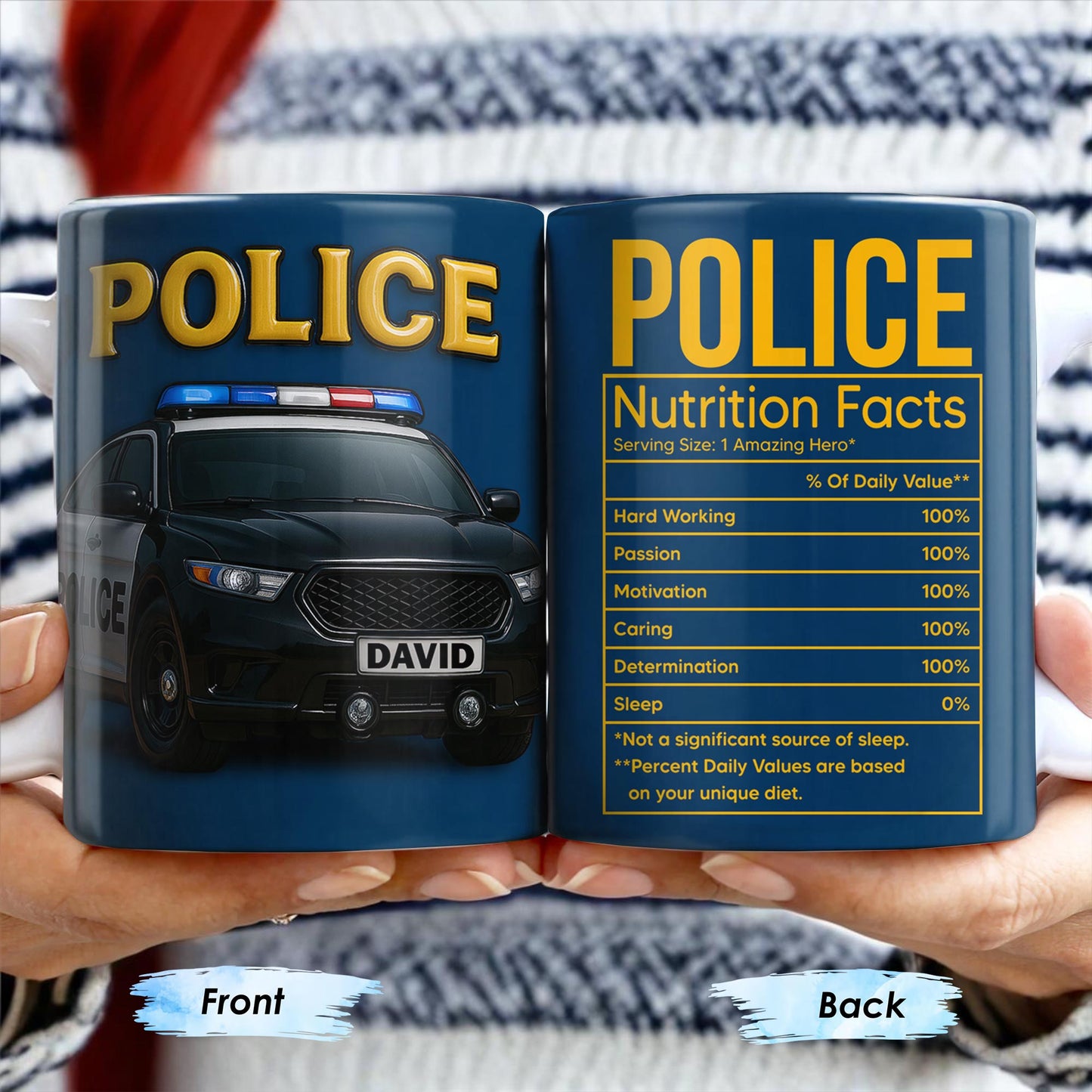 Police Nutrition Facts, Police Car And Police Badge - Personalized Custom Coffee Mug - OFC011_MG