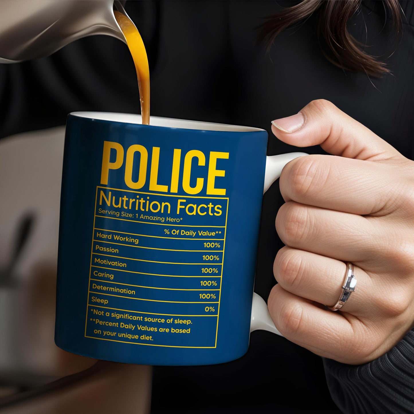 Police Nutrition Facts, Police Car And Police Badge - Personalized Custom Coffee Mug - OFC011_MG
