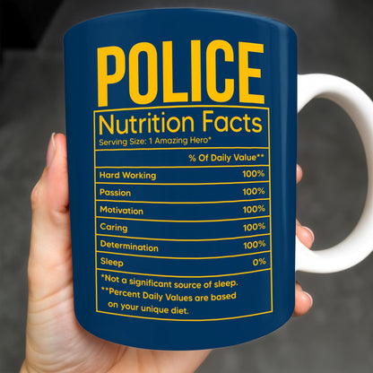Police Nutrition Facts, Police Car And Police Badge - Personalized Custom Coffee Mug - OFC011_MG