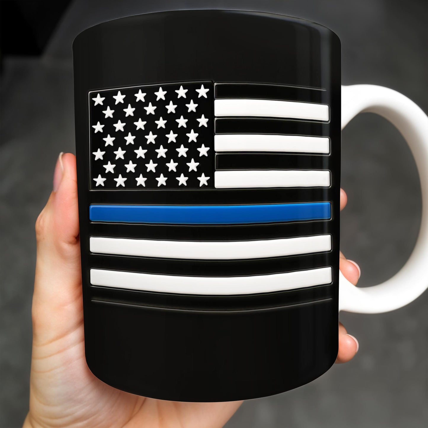 I Can't Fix Stupid But I Can Cuff It, Handcuffs and Thin Blue Line Flag - Personalized Custom Coffee Mug - OFC017_MG