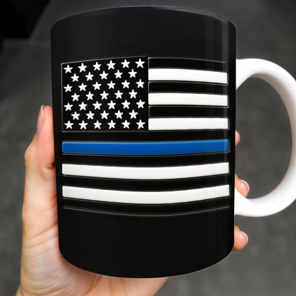 I Can't Fix Stupid But I Can Cuff It, Handcuffs and Thin Blue Line Flag - Personalized Custom Coffee Mug - OFC017_MG