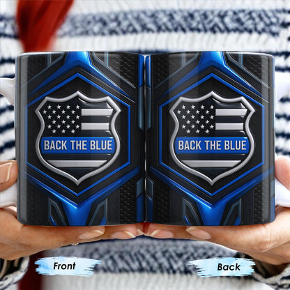Back The Blue, Shield and Stars - Personalized Custom Coffee Mug - OFC018_MG