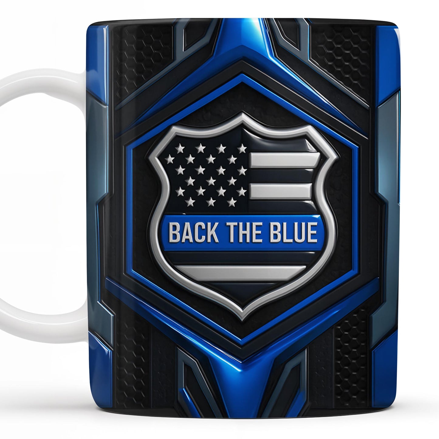 Back The Blue, Shield and Stars - Personalized Custom Coffee Mug - OFC018_MG