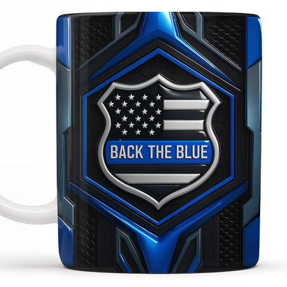 Back The Blue, Shield and Stars - Personalized Custom Coffee Mug - OFC018_MG