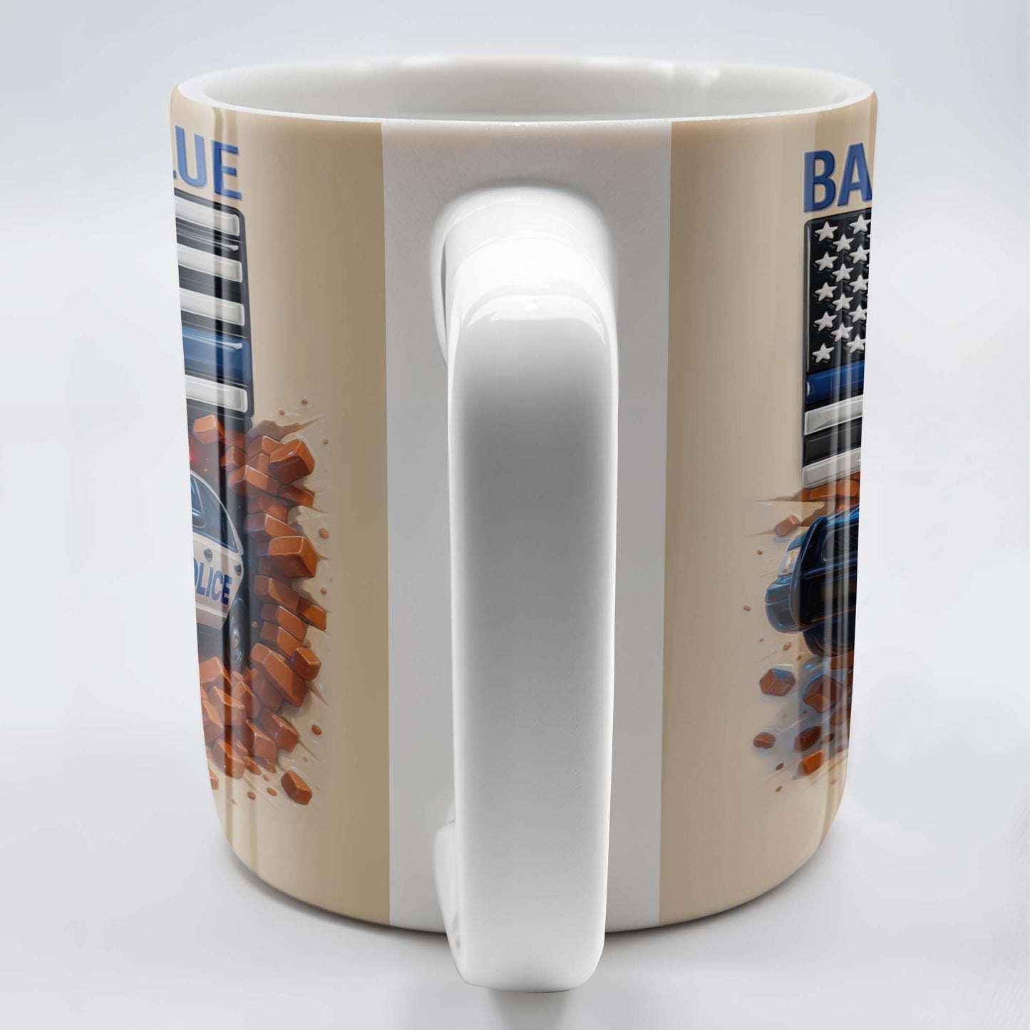 Back The Blue, Police Car and American Flag - Personalized Custom Coffee Mug - OFC019_MG