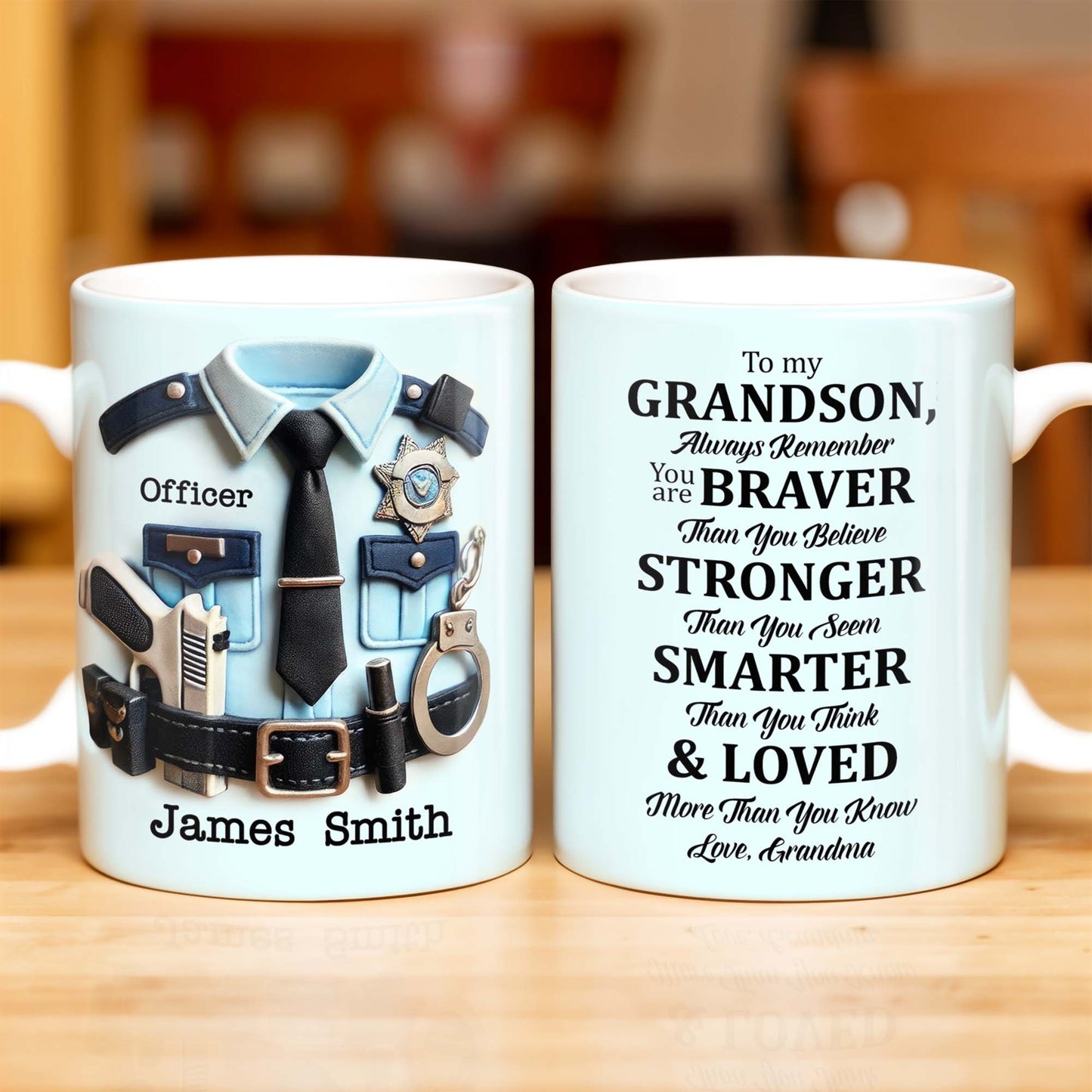 To My Grandson, Always Remember You Are Braver Than You Believe - Personalized Custom Coffee Mug - OFC022_MG