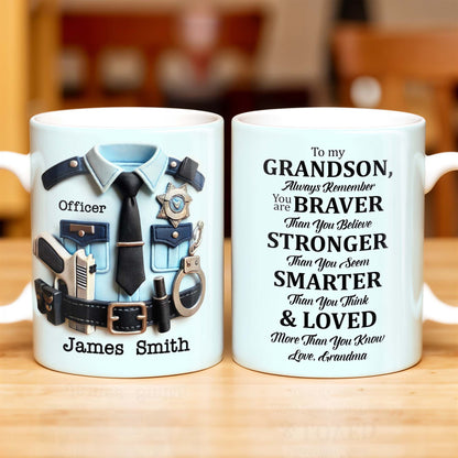 To My Grandson, Always Remember You Are Braver Than You Believe - Personalized Custom Coffee Mug - OFC022_MG