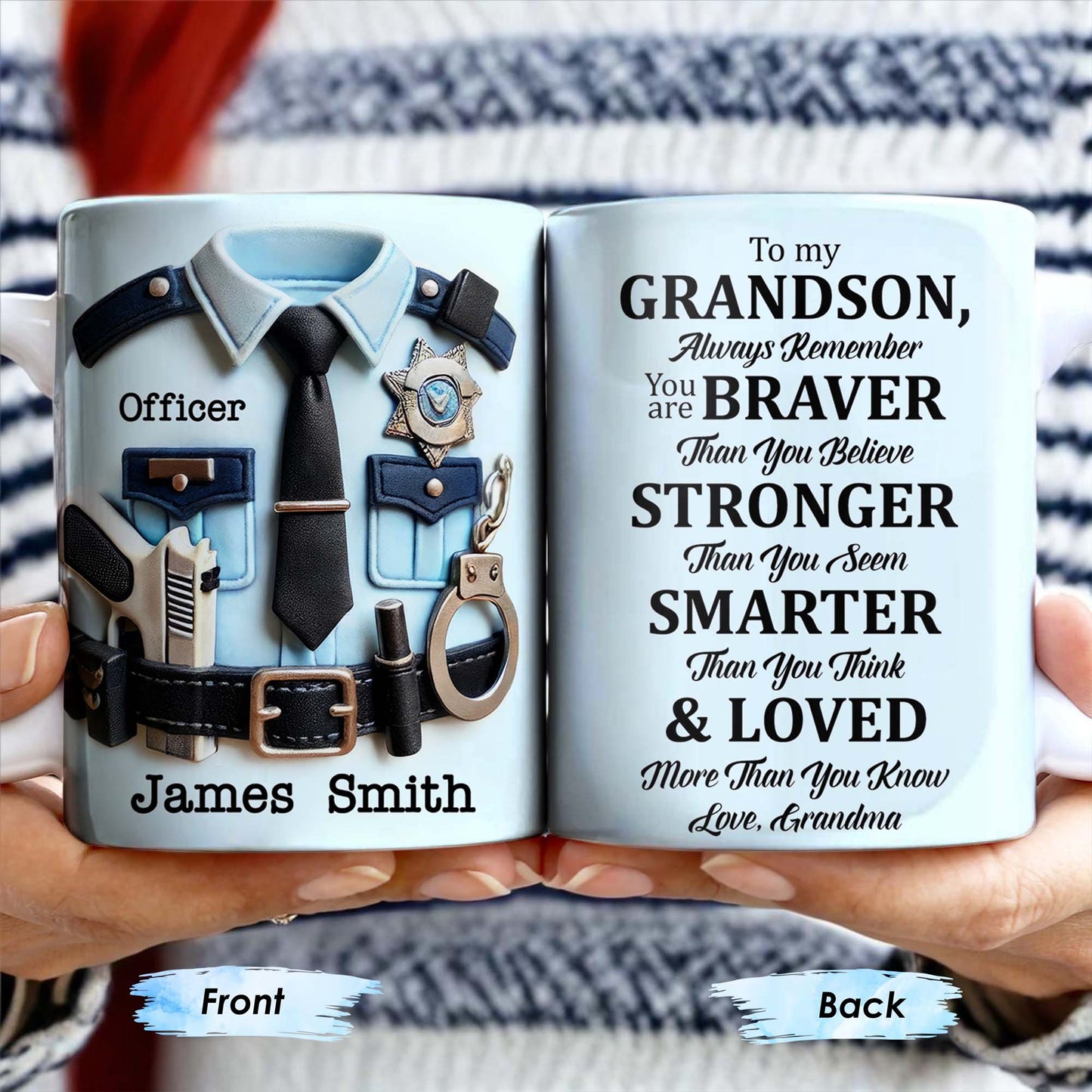 To My Grandson, Always Remember You Are Braver Than You Believe - Personalized Custom Coffee Mug - OFC022_MG