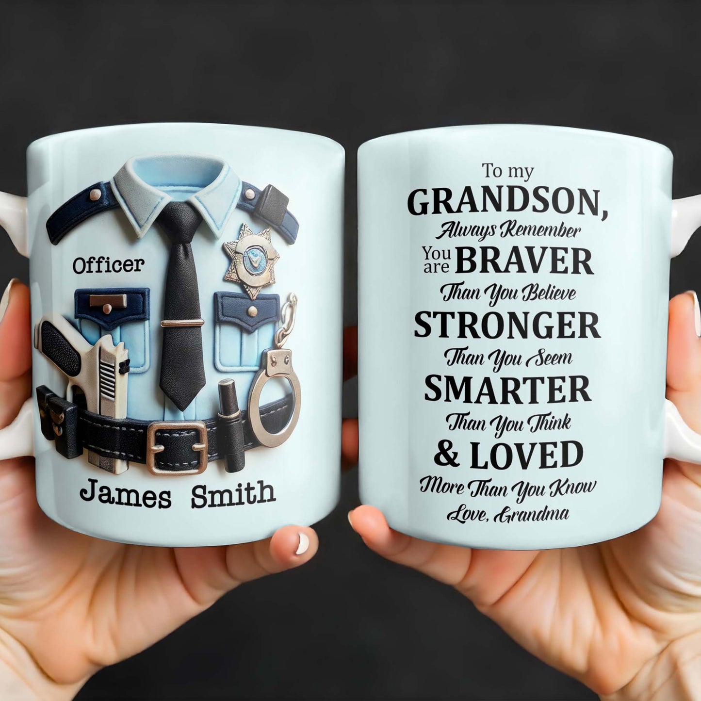 To My Grandson, Always Remember You Are Braver Than You Believe - Personalized Custom Coffee Mug - OFC022_MG