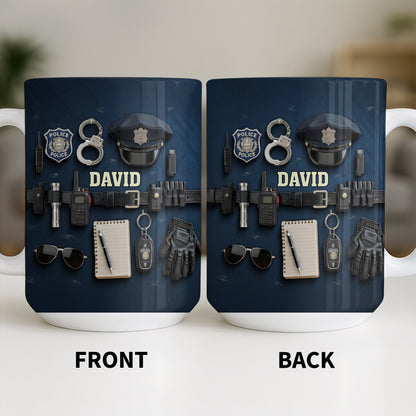 Celebrate Your Dedication And Courage Police Officer Essential Gear - Personalized Custom Coffee Mug - OFC028_MG