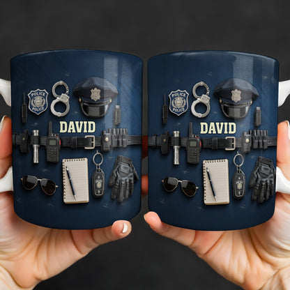 Celebrate Your Dedication And Courage Police Officer Essential Gear - Personalized Custom Coffee Mug - OFC028_MG