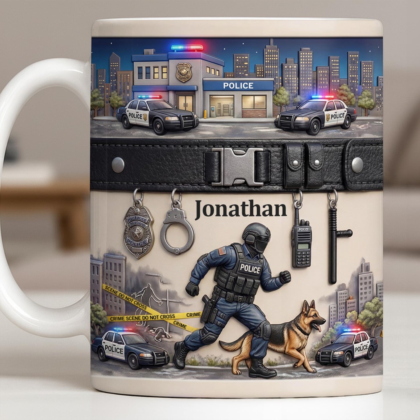 Honor Your Hero With This Custom Police Themed Mug - Personalized Custom Coffee Mug - OFC046_MG