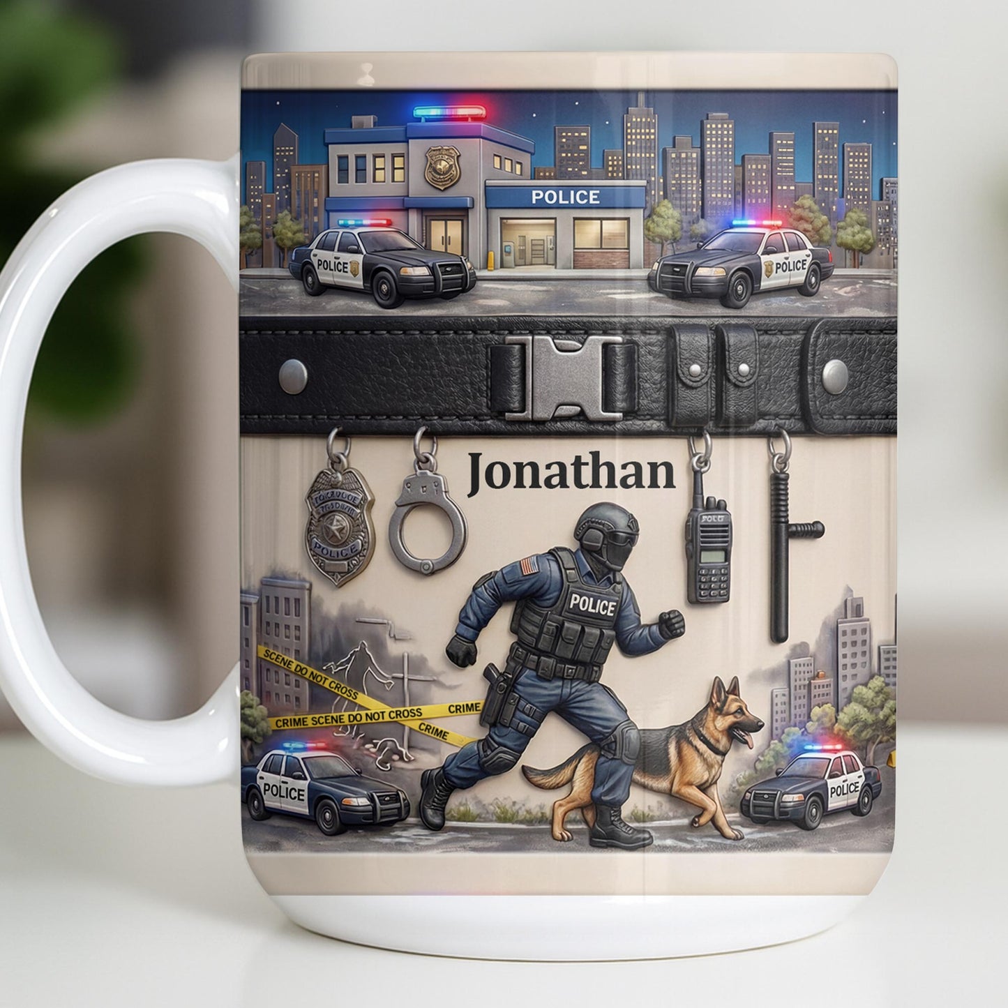Honor Your Hero With This Custom Police Themed Mug - Personalized Custom Coffee Mug - OFC046_MG