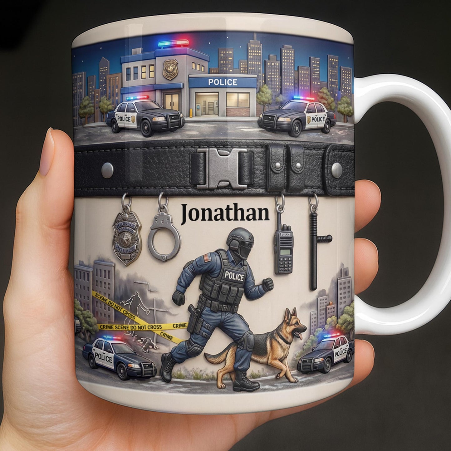 Honor Your Hero With This Custom Police Themed Mug - Personalized Custom Coffee Mug - OFC046_MG