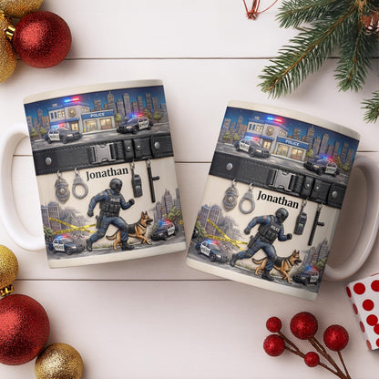 Honor Your Hero With This Custom Police Themed Mug - Personalized Custom Coffee Mug - OFC046_MG