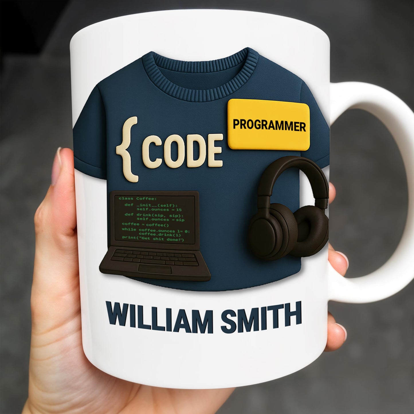 { CODE } Programmer, Laptop and Headphones - Personalized Custom Coffee Mug - OFW001_MG